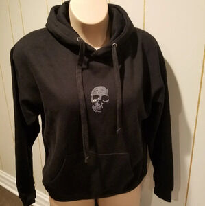 Issac Designs sports Rinstone skull women's sweatshirt hoodie Size M
